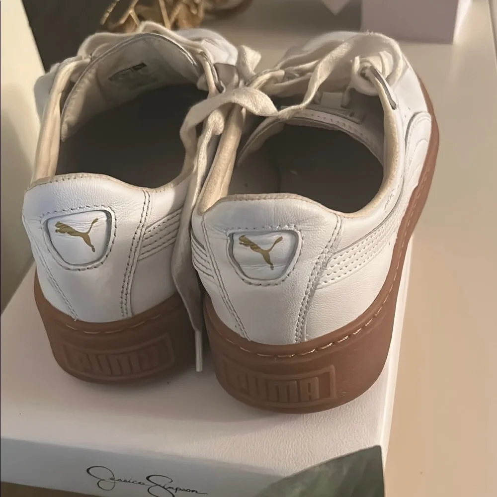 Puma White Sneakers with Rich Brown Soles. Negotiable! - Picture 3 of 4